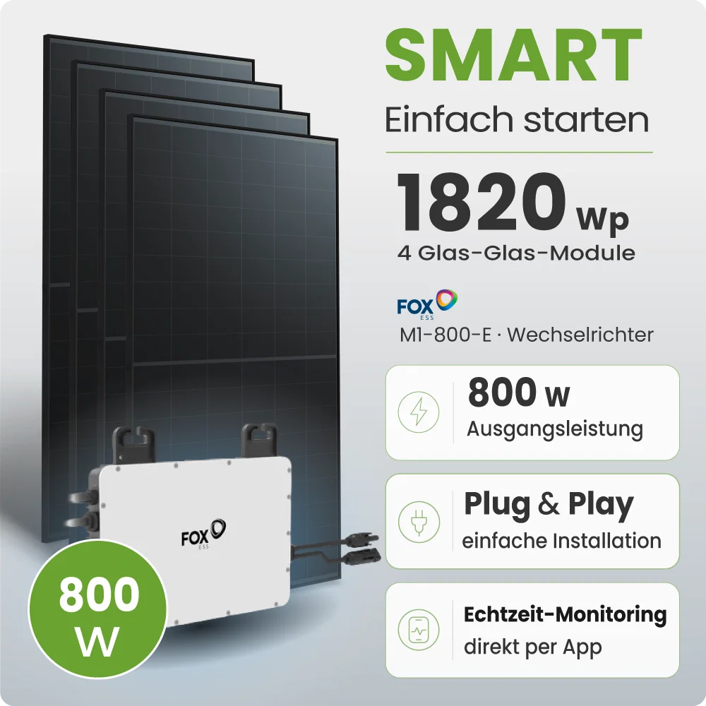 Tepto 1820Wp Balkonkraftwerk Smart Max mit FoxEss Mikrowechselrichter
