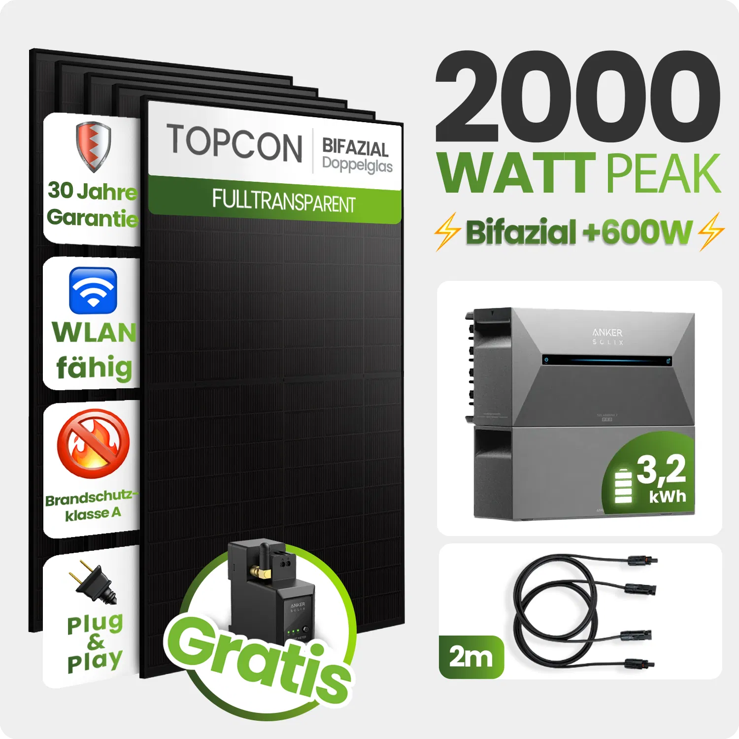 Tepto 2000W Balkonkraftwerk MaxPower mit 3,2 kWh Speicher