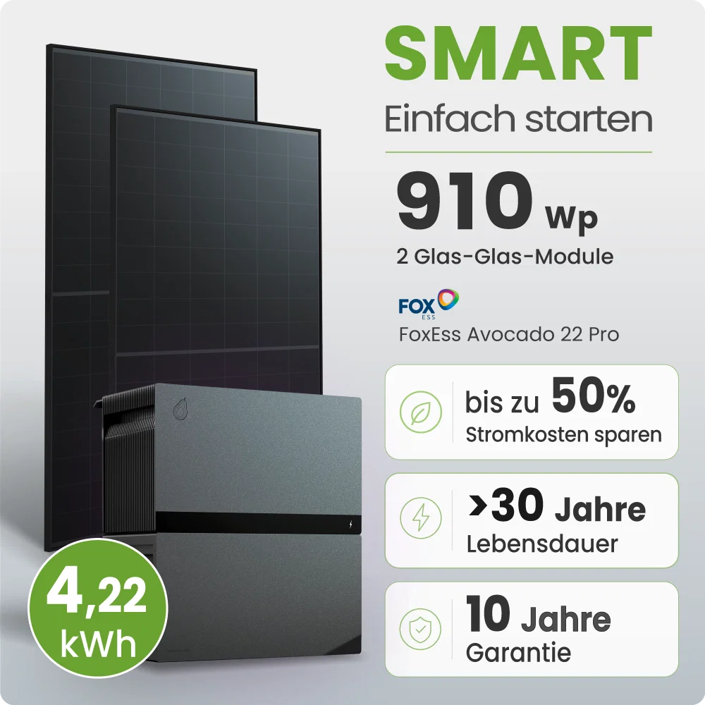Tepto 910W Balkonkraftwerk Smart mit Avocado 22 Pro 4kWh Speicher