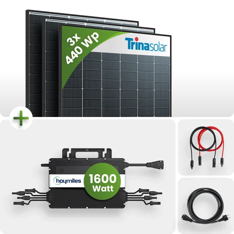 Balkonkraftwerk Set 1305Wp 3xTrina Solar Modul HMS-1600W Wechselrichter Bifazial