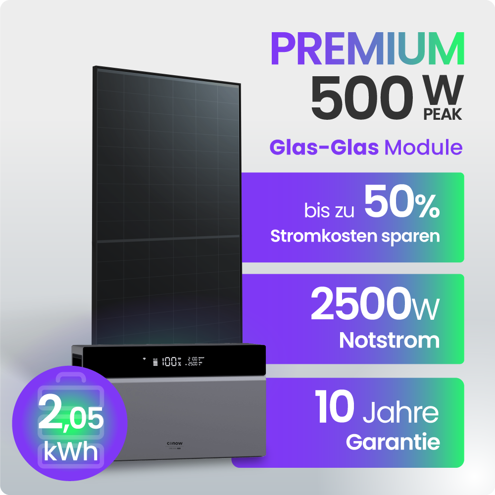Solaranlage, Glas-Glas Modul, Wandmontage, Speicherbatterie, Notstrom