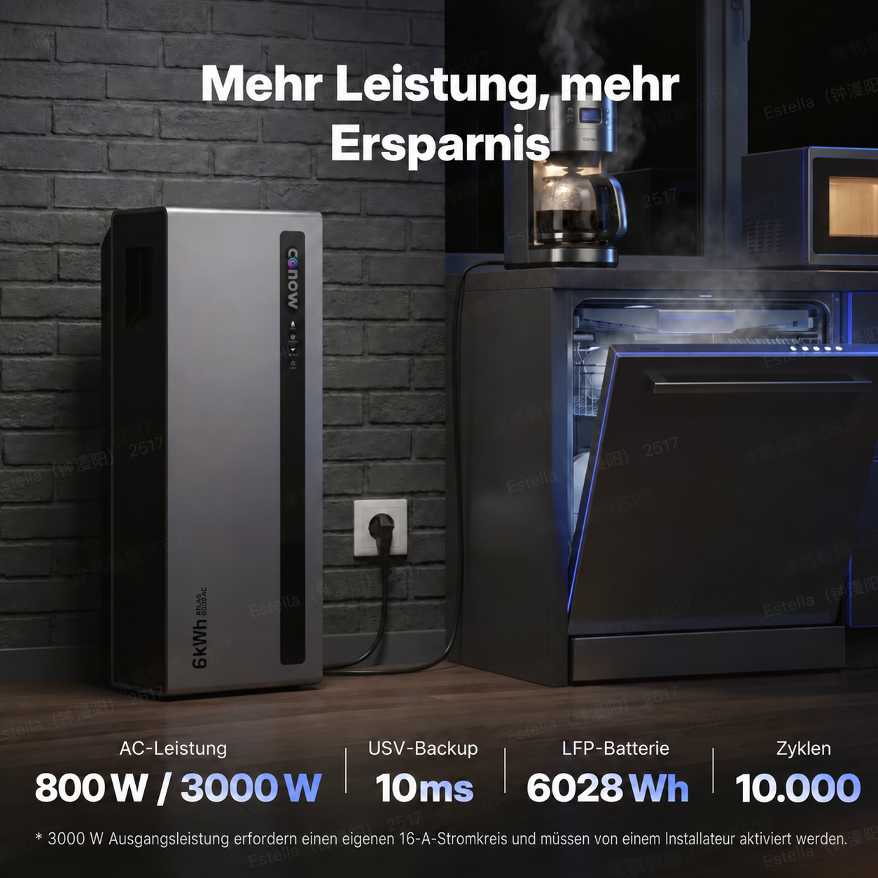 Heimspeicher, Batteriespeicher, LFP-Batterie, 6028 Wh, Notstromversorgung