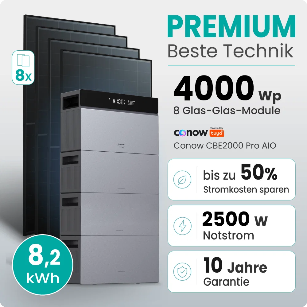 Tepto 4000W Balkonkraftwerk Premium mit Conow Pro 8,2kWh Speicher