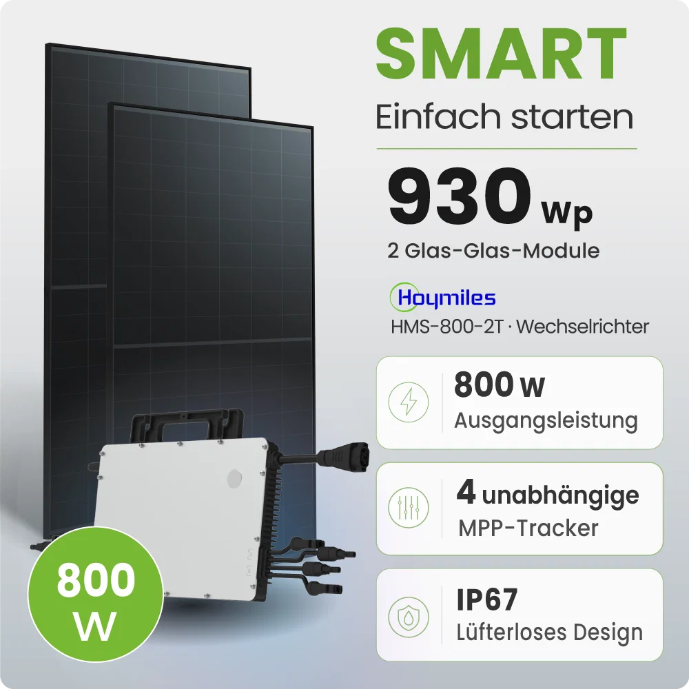 Tepto 930Wp Balkonkraftwerk Smart mit Hoymiles Mikrowechselrichter