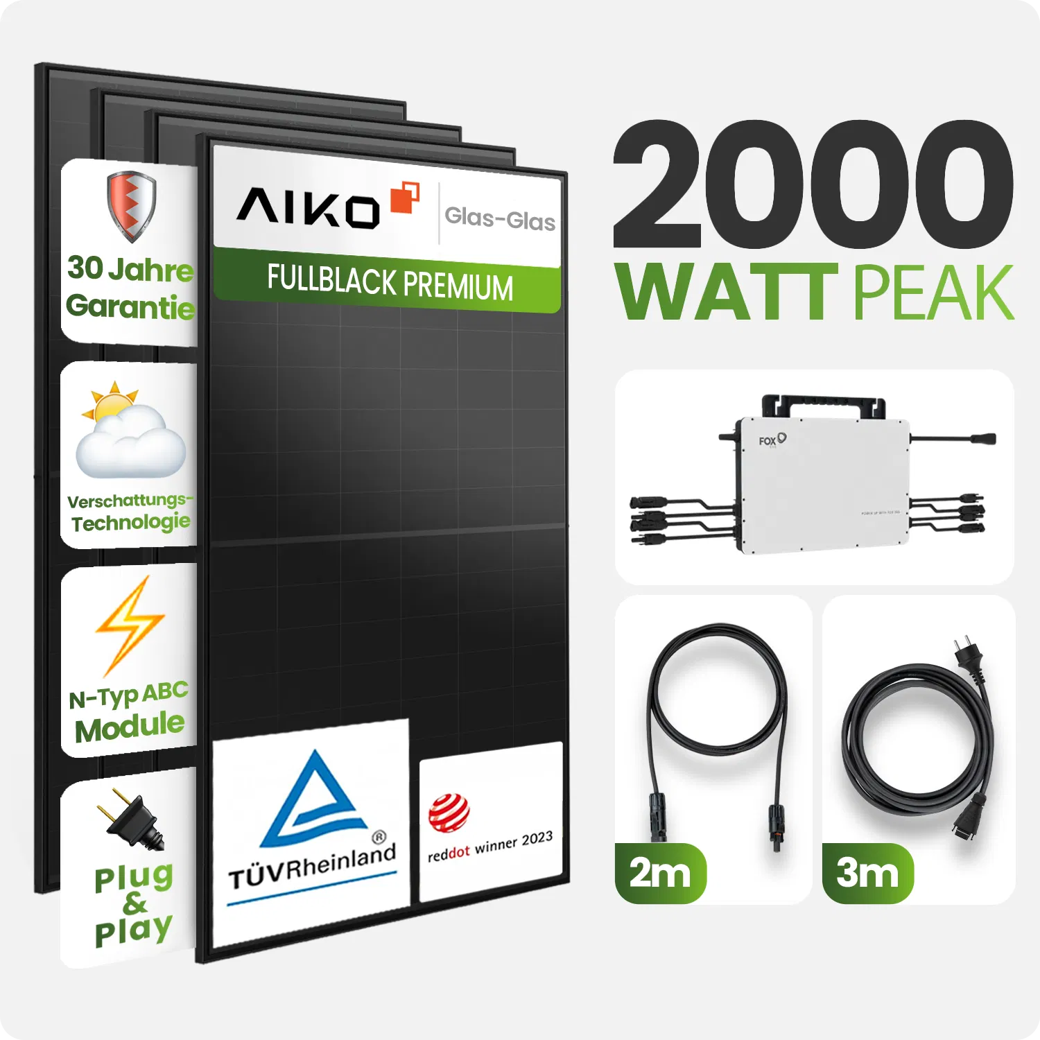 Tepto 2000W Balkonkraftwerk MaxPower mit FoxEss Q1-2000-E Mikrowechselrichter Tepto 2000W Balkonkraftwerk MaxPower mit FoxEss Q1-2000-E Mikrowechselrichter