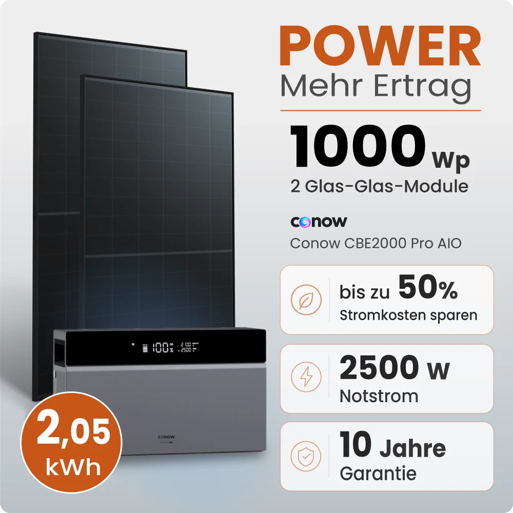 Tepto 1000W Balkonkraftwerk MaxPower mit 2 kWh Speicher Conow