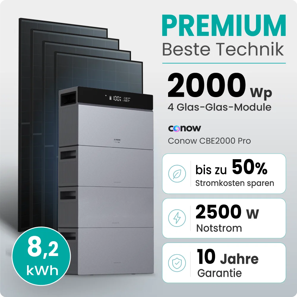 Tepto 2000W Balkonkraftwerk Premium mit Conow Pro 8,2kWh Speicher