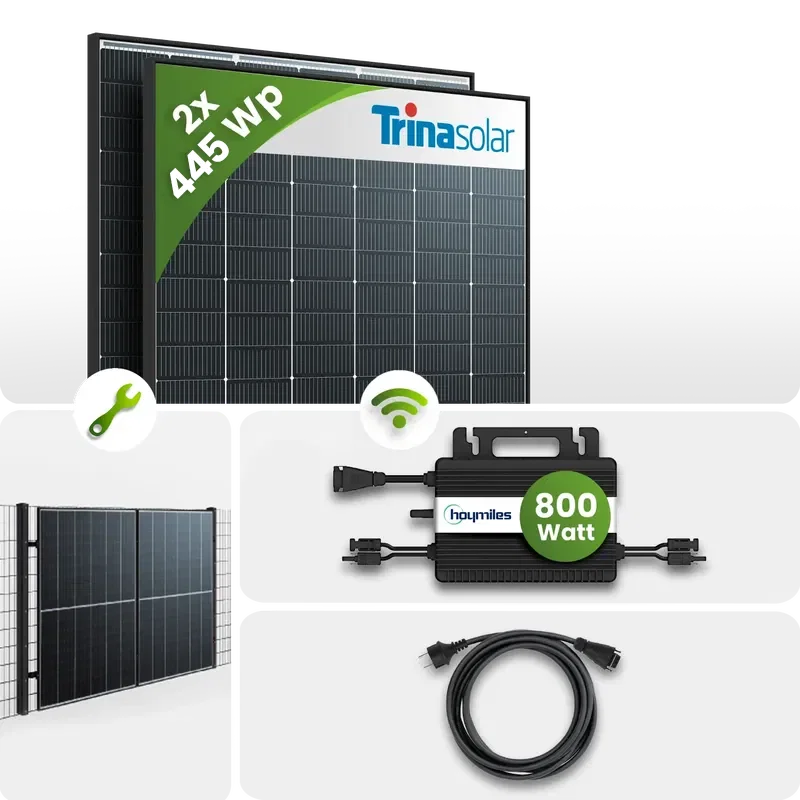 Tepto 930Wp Balkonkraftwerk Smart mit Hoymiles Mikrowechselrichter - Zaunmontage