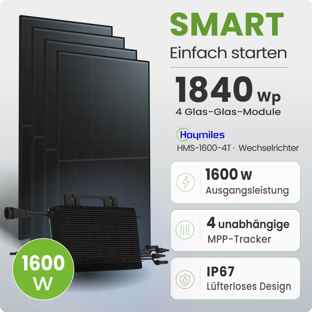 Tepto 1840Wp Balkonkraftwerk Smart mit Hoymiles Mikrowechselrichter