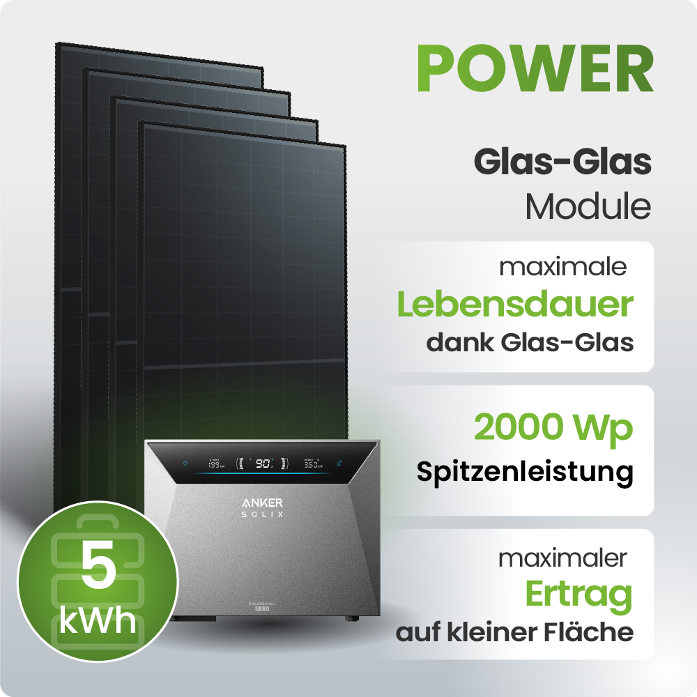 Solarmodule, Glas-Glas, Lebensdauer, 2000 W, Kompaktgerät