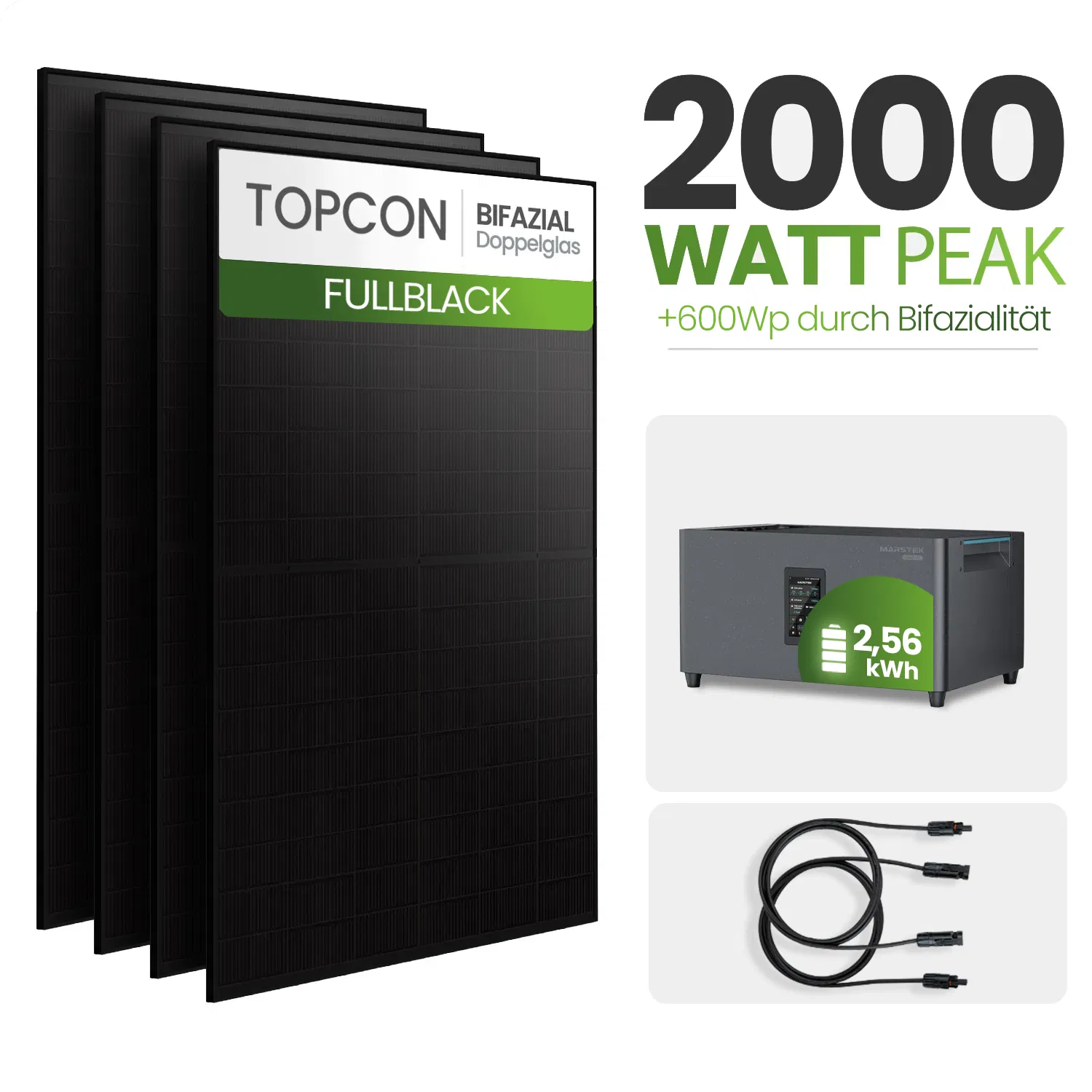 Tepto 2000W Balkonkraftwerk MaxPower mit 2 kWh Speicher Marstek Jupiter C Plus