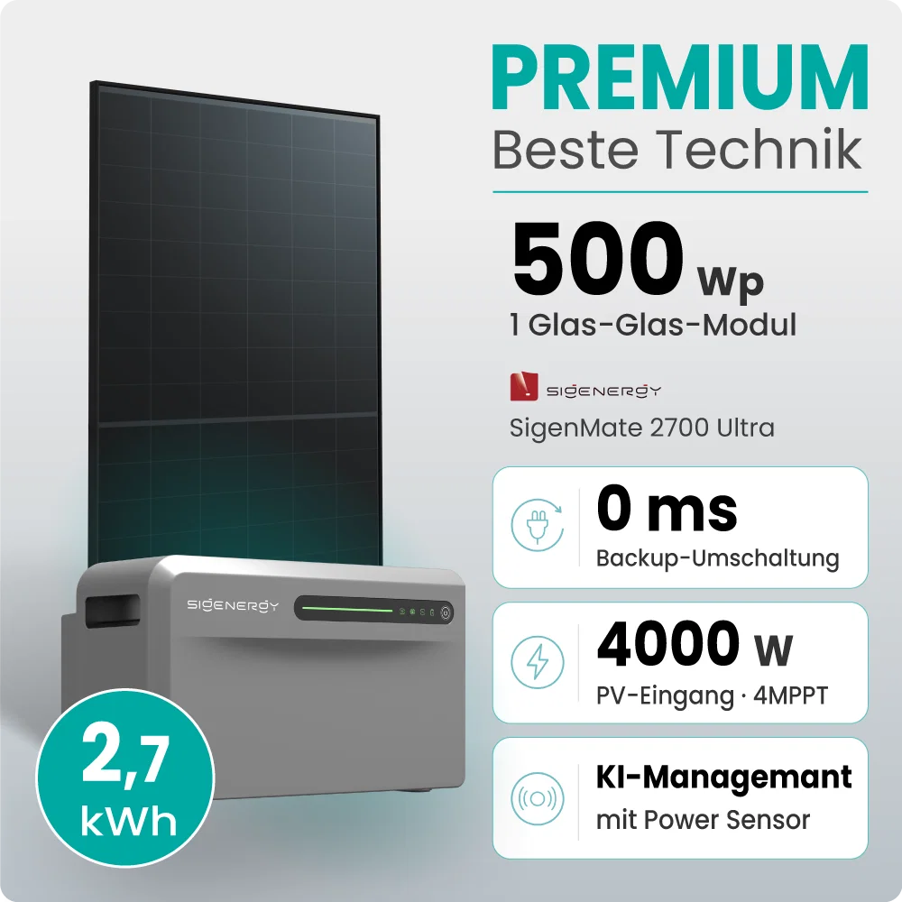 Tepto 500W Balkonkraftwerk Premium mit Sigenergy SigenMate mit 2,7kWh Speicher