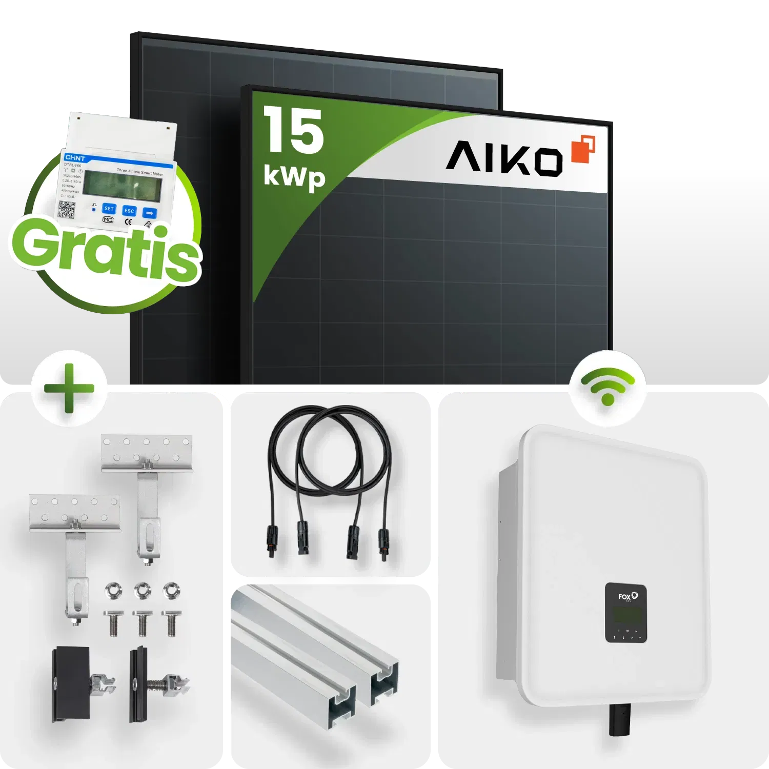 15 kWp PV-Anlage 33x Aiko 460Wp Fullblack Glas-Glas 15 kWp PV-Anlage 33x Aiko 460Wp Fullblack Glas-Glas