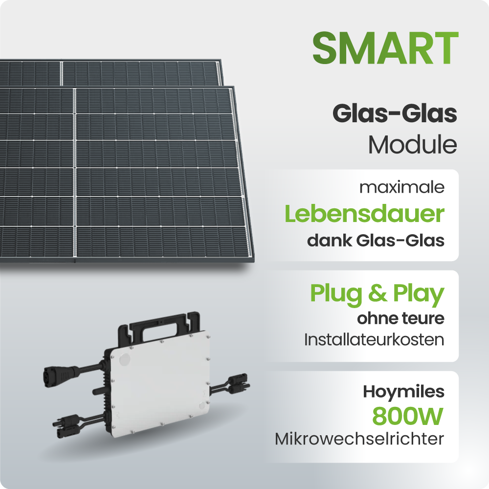 Solarmodul, Glas-Glas, PV-Modul, 800W, Mikro-Wechselrichter