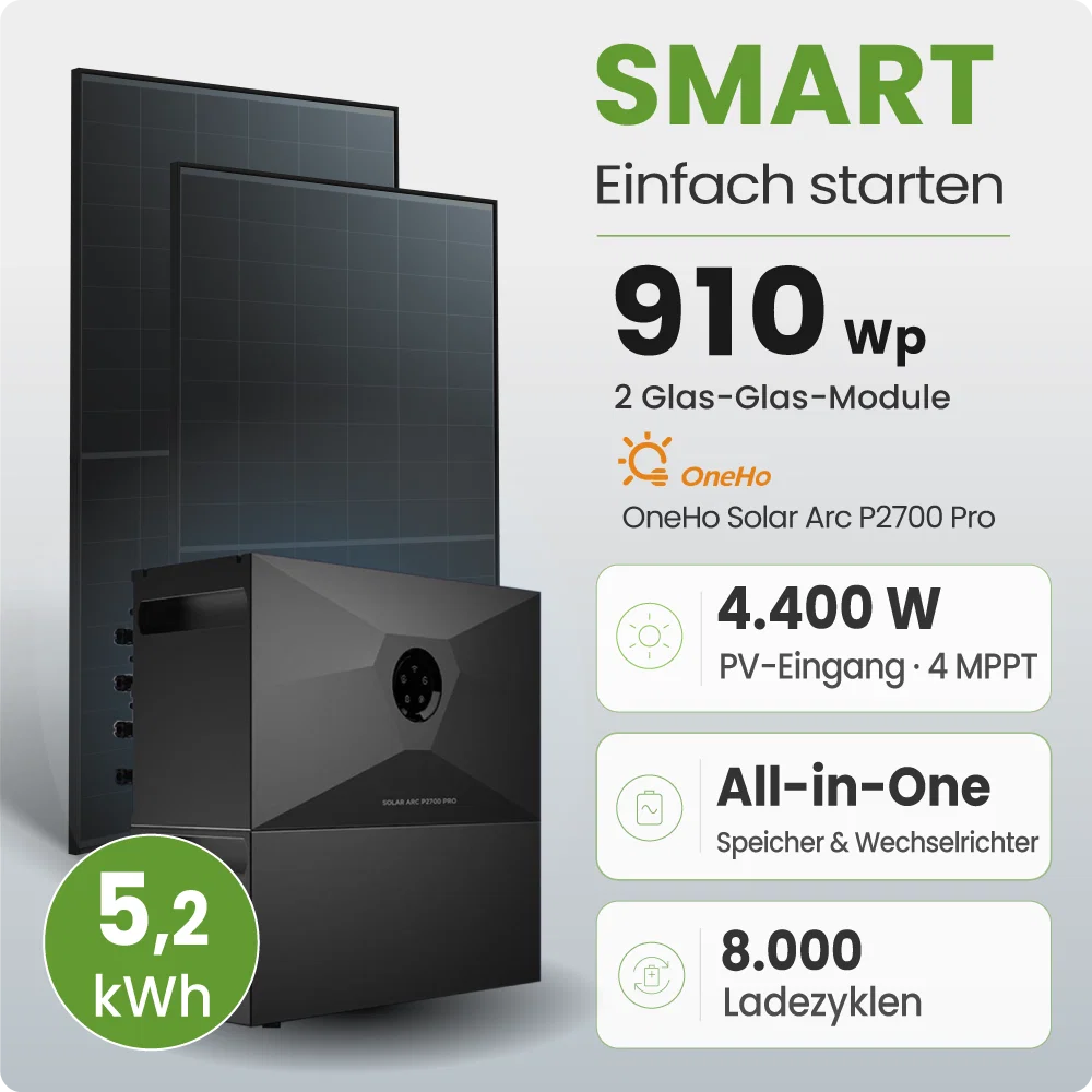 Tepto 920W Balkonkraftwerk Smart mit OneHo 5,2kWh Speicher