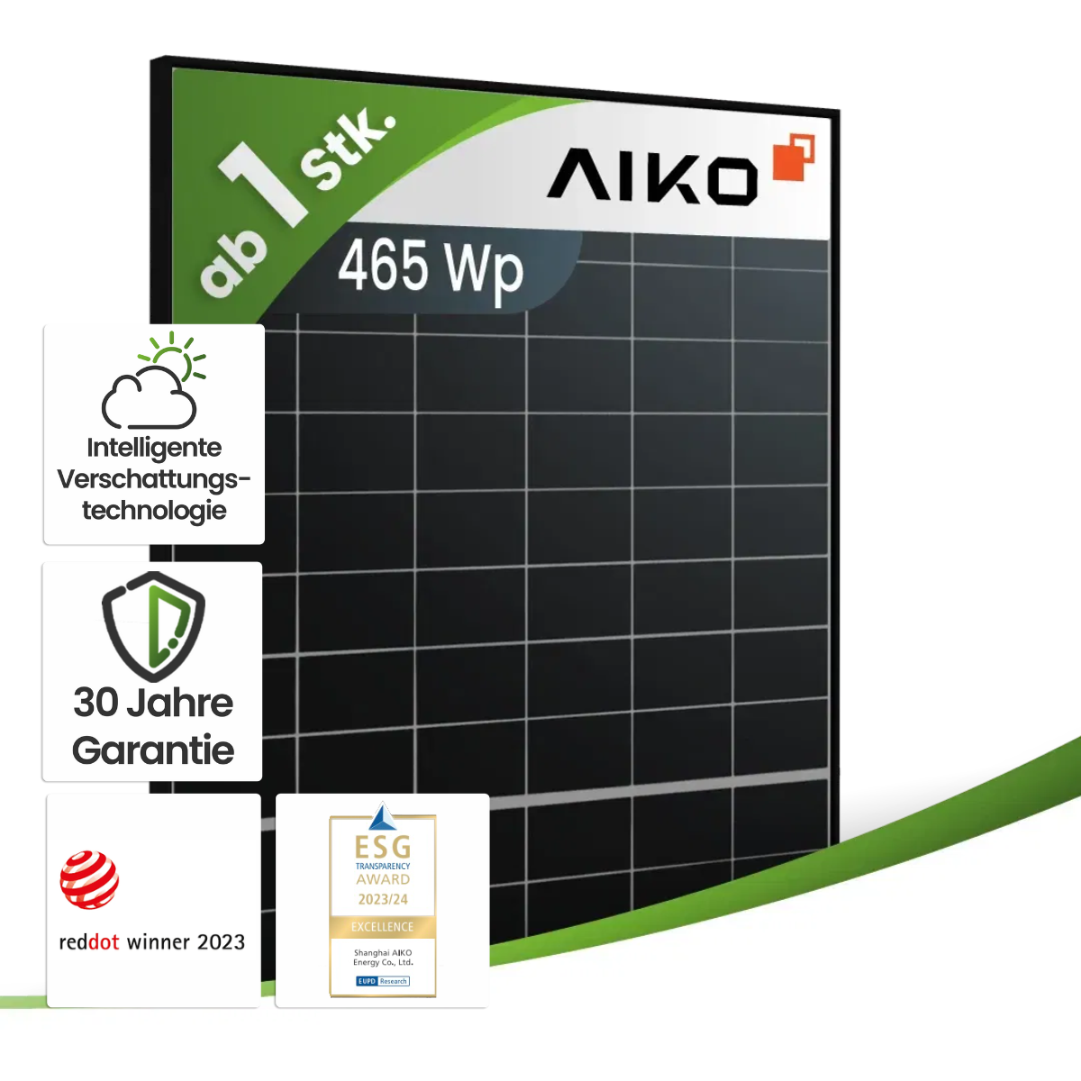 Aiko 465Wp A-MAH54Mw Einzelglas Black Frame Computerausrüstung, Elektronik, Hardware, Überwachen, Bildschirm