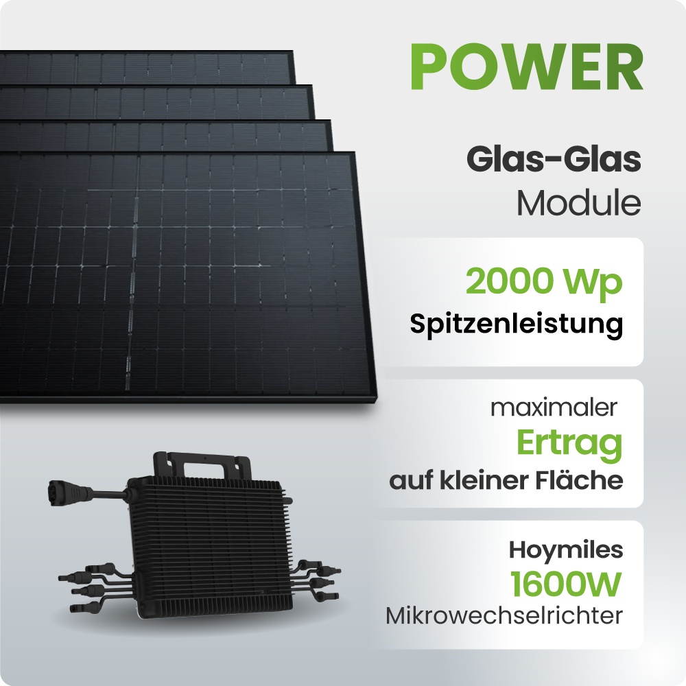Solarmodul, Glas-Glas Modul, 2000 Wp, Mikro-Wechselrichter, hochleistungsmodul
