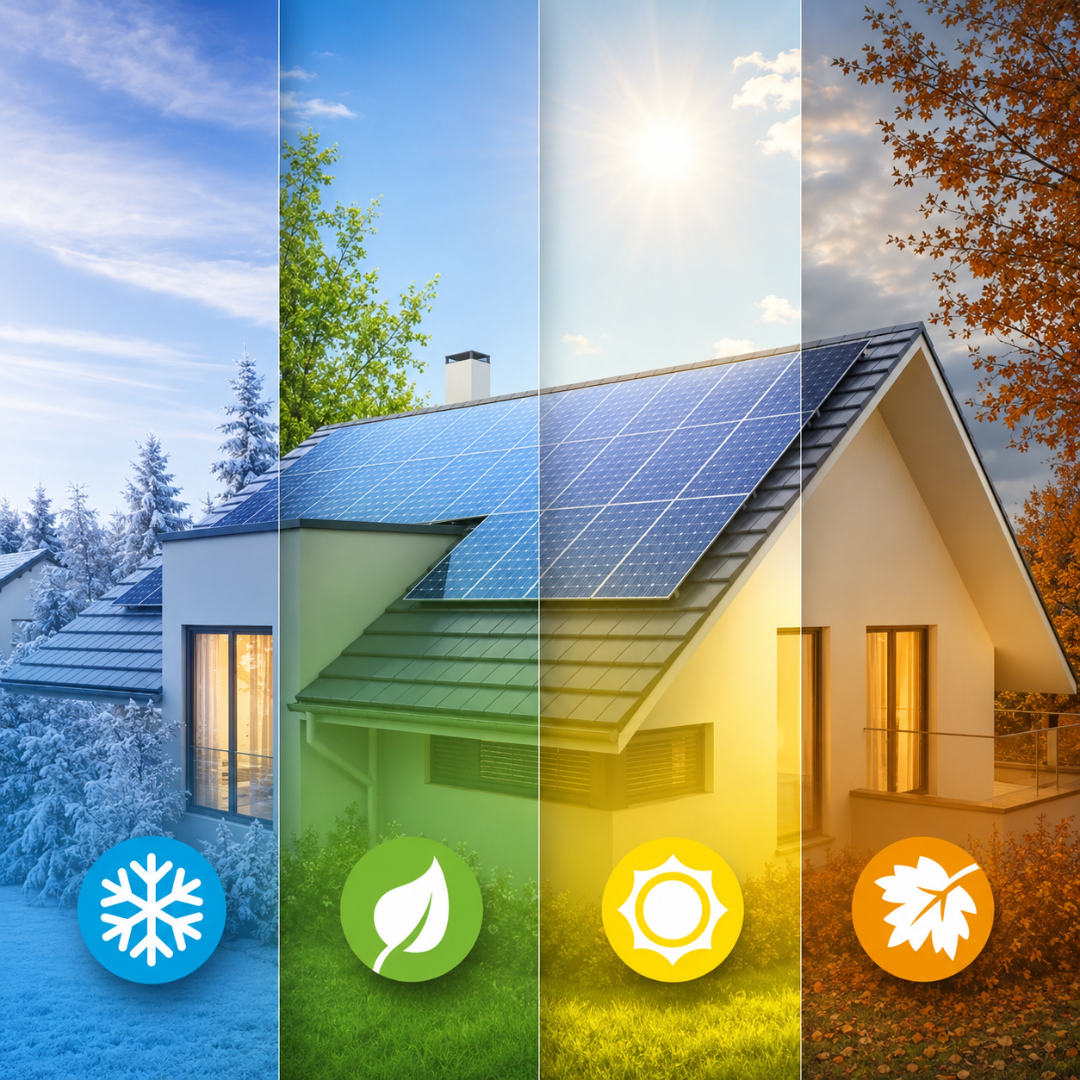 Solarlösung, Haus, Dach, Solarpanel, Energiesystem