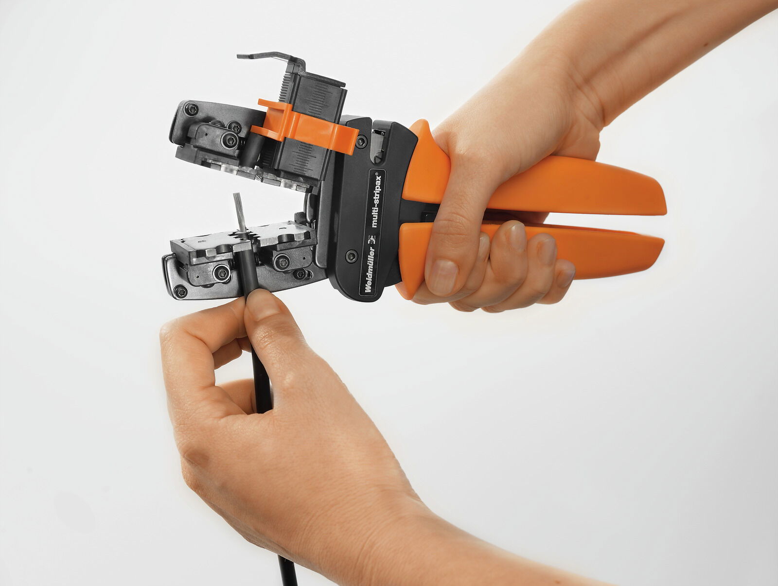 Kofferzange, Kabelschuhzange, Crimpzange, Elektronikzange, orange Griffe