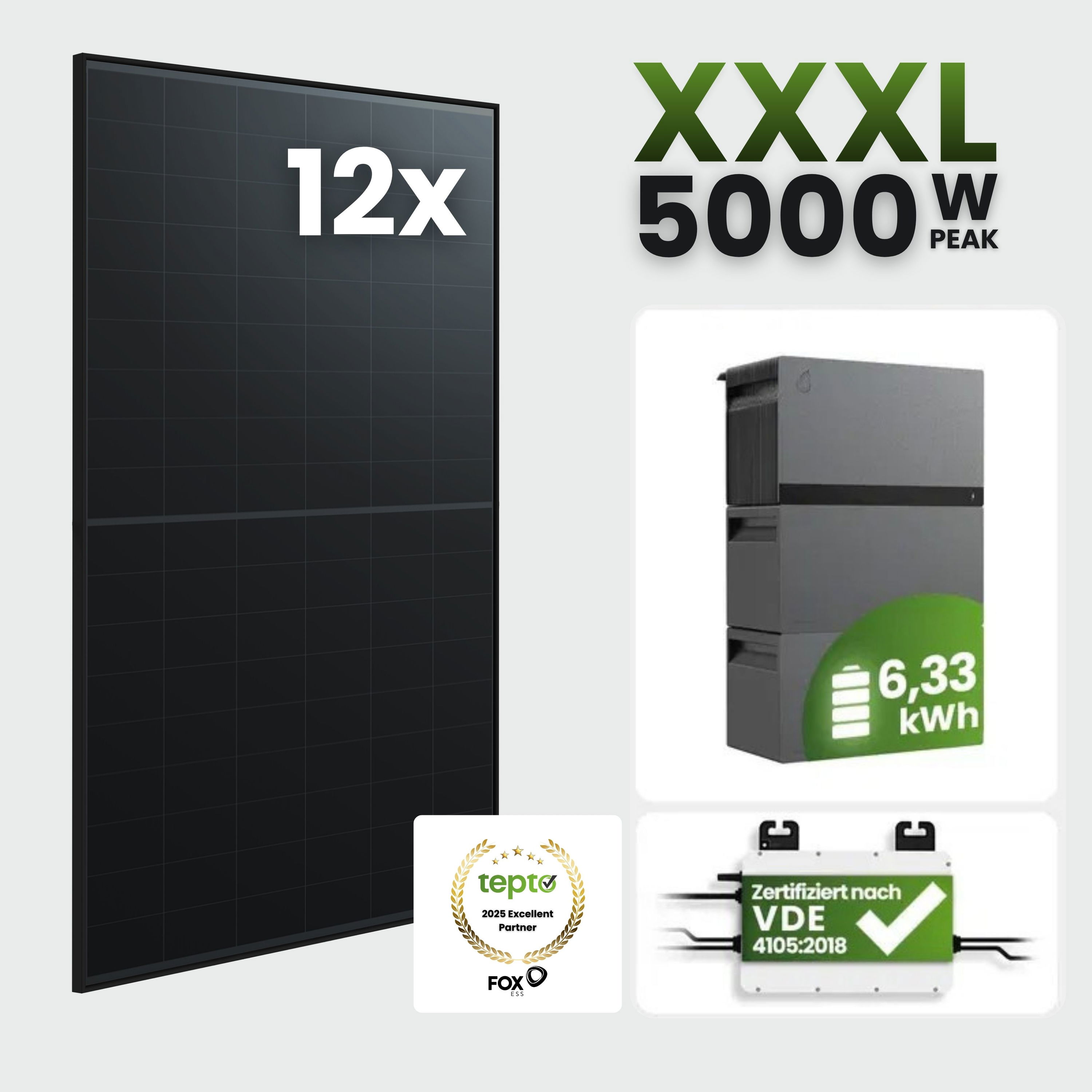 Solarmodul, Solarpanel, 12x, 5000W, KWh