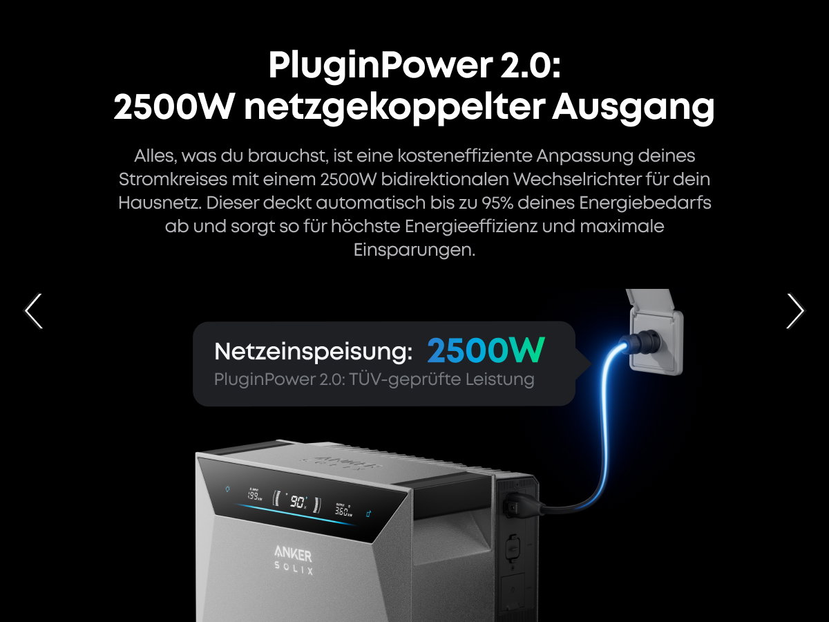 Stromversorgung, Netzteil, Leistung 2500W, Bidirektionales Netzteil, Geräteanschluss