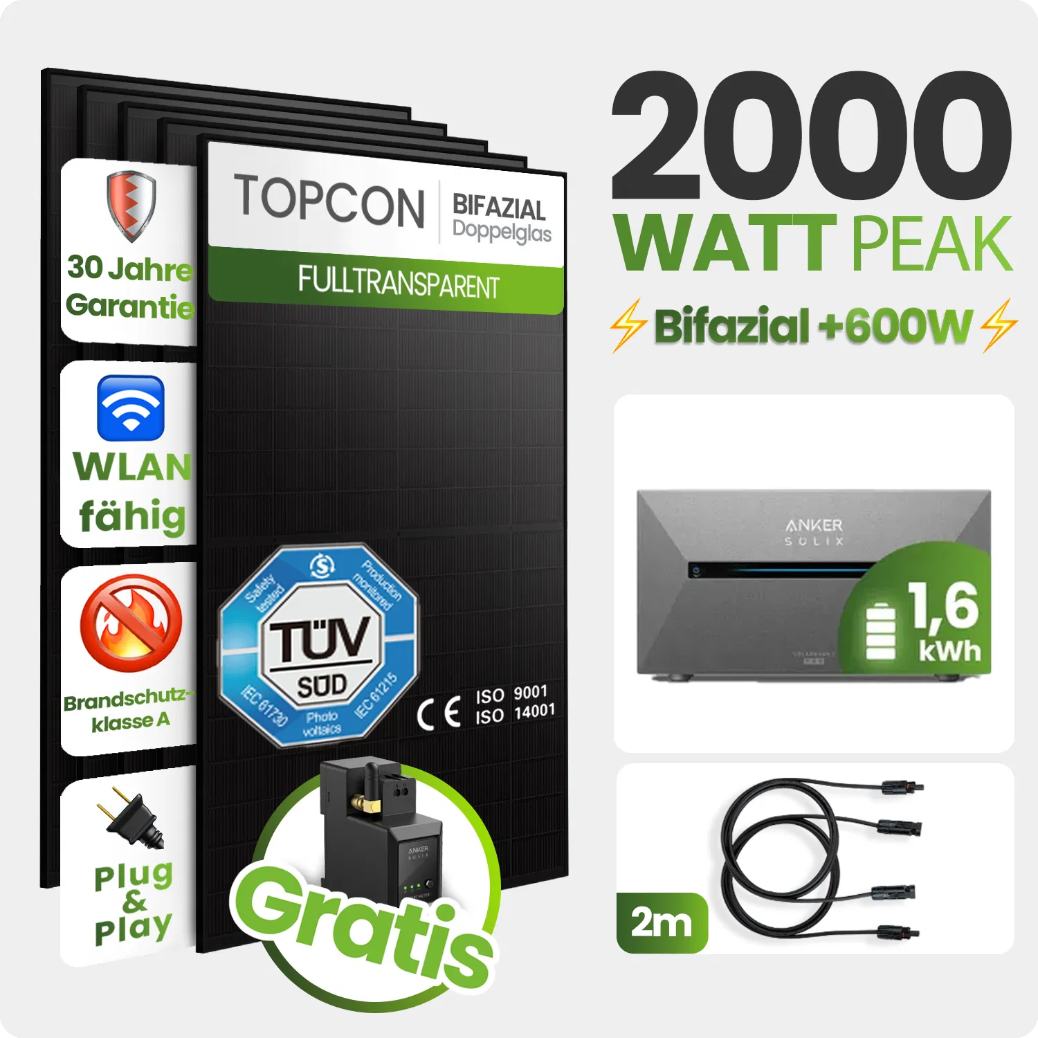 Tepto 2000W Balkonkraftwerk MaxPower mit 1,6 kWh Speicher