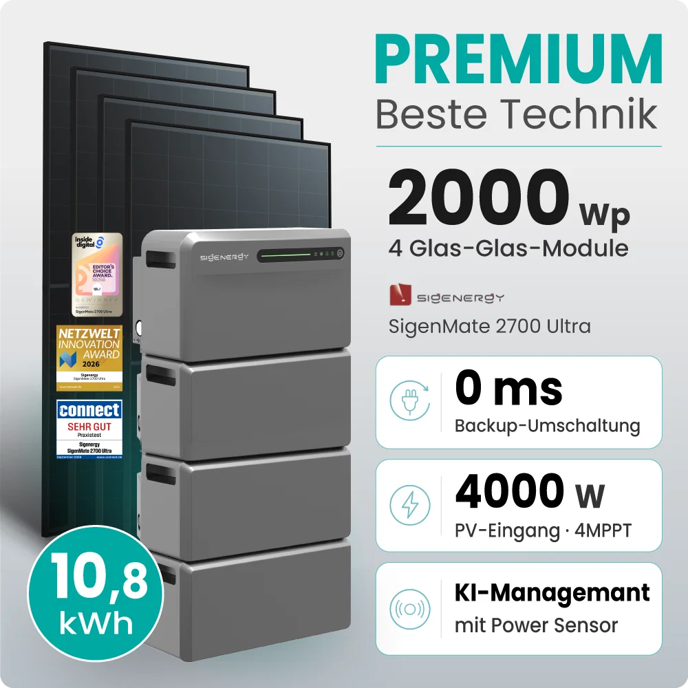 Tepto 2000W Balkonkraftwerk Premium mit Sigenergy SigenMate mit 10,75kWh Speicher