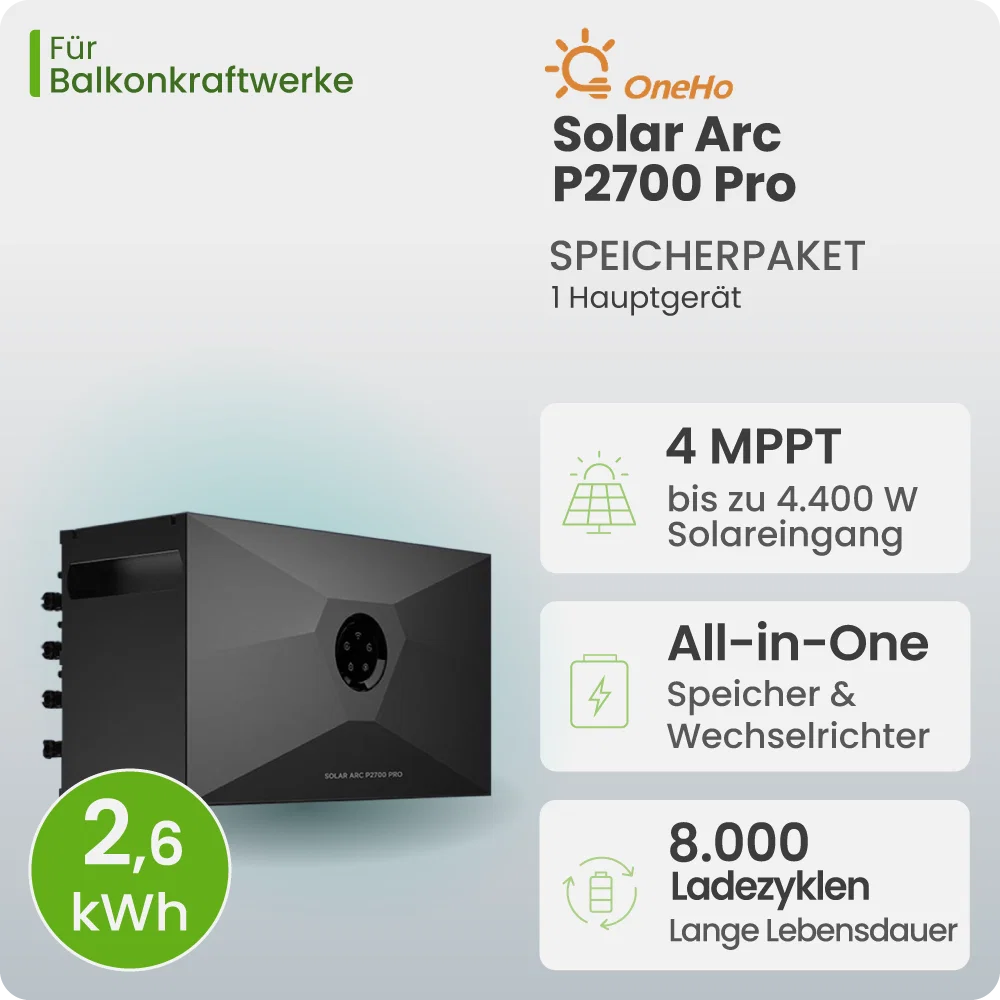 OneHo Solar Arc P2700 Pro 2,6 kWh Speicher mit Wechselrichter